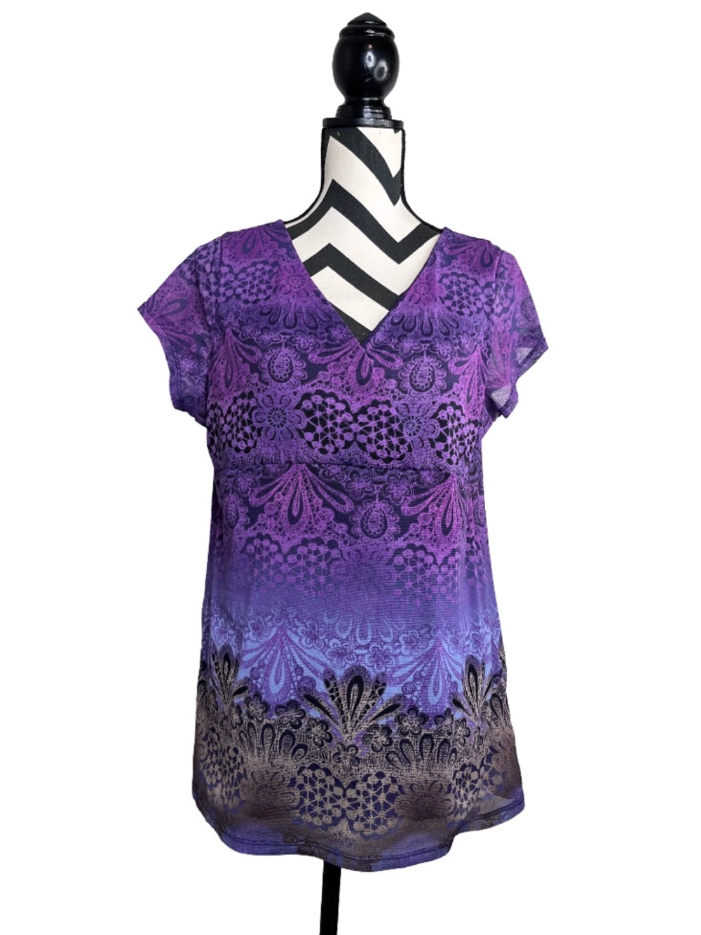 Liz Wear Sz XL Sheer Mesh Whimsigoth Ethereal Fairycore Y2k Short-Sleeve Blouse
